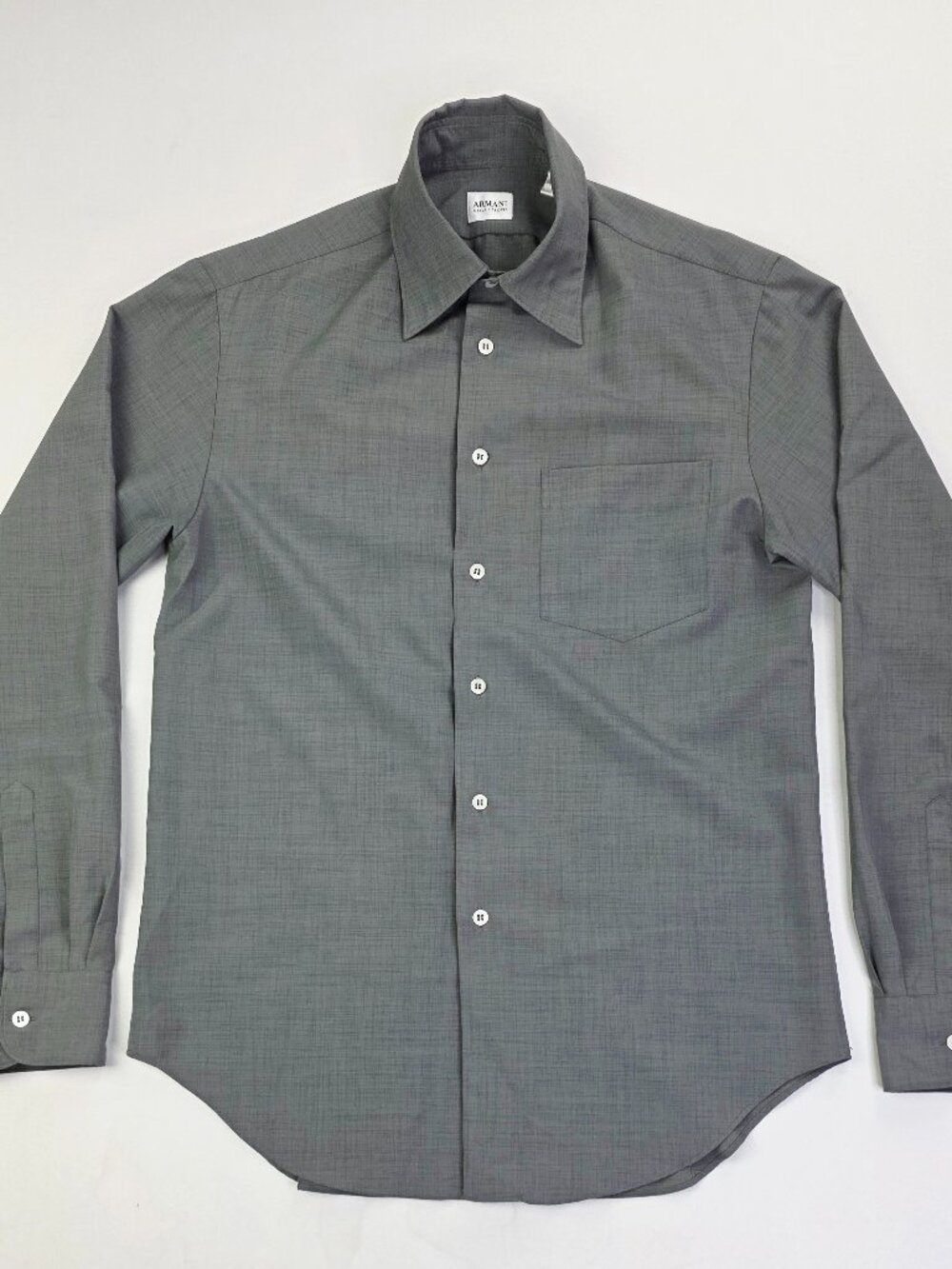 Armani Collezioni Sz Small Men Gray Long Sleeve Polyester Pocket Button Up Shirt